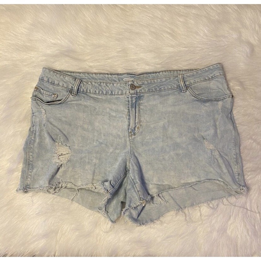 Old Navy Jean Shorts Womens Size 20 Boyfriend Cut Off Distressed Light Wash